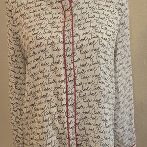 Alice + Olivia White and Red Script Top